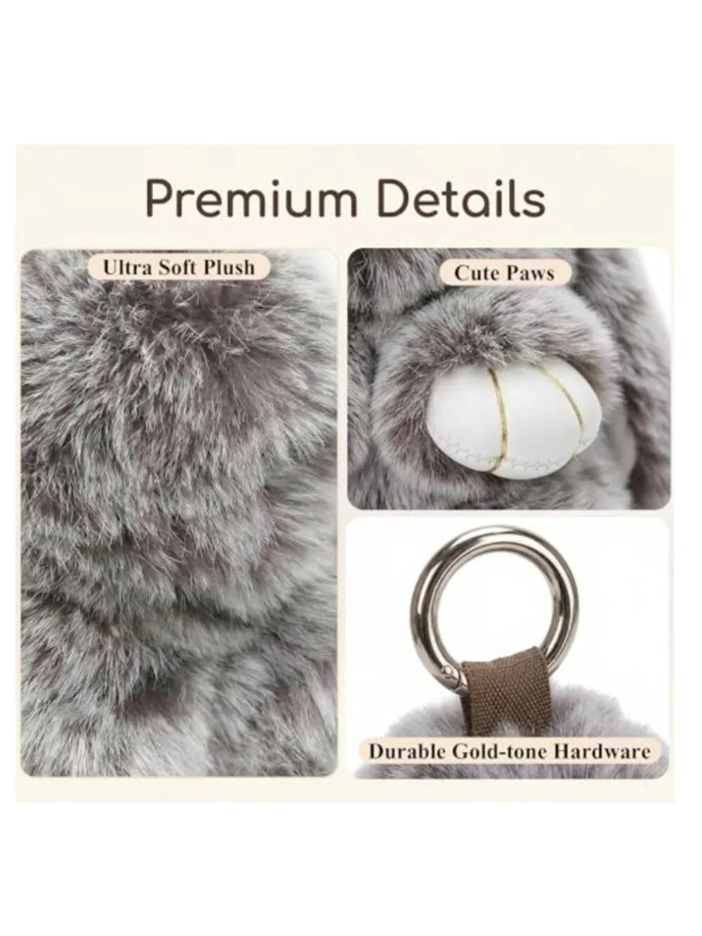 Ultra Soft Plush Fluffy Bunny Keychain, Gift-Ready Tin Box, Women's Purse Charm